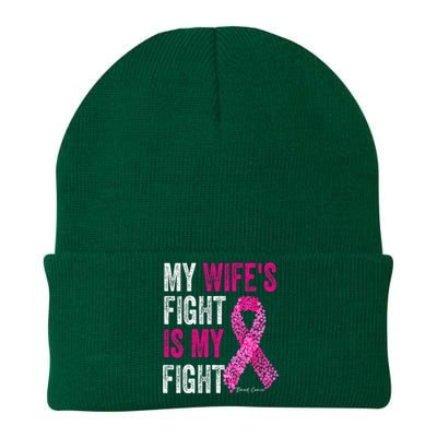 Breast Cancer For Husband Support My Wifes Fight Is My Fight Knit Cap Winter Beanie