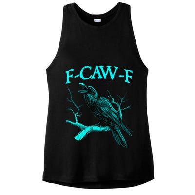 Black Crow F-Caw-F Funny Black Bird Ladies PosiCharge Tri-Blend Wicking Tank
