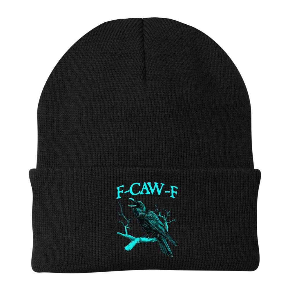 Black Crow F-Caw-F Funny Black Bird Beanie