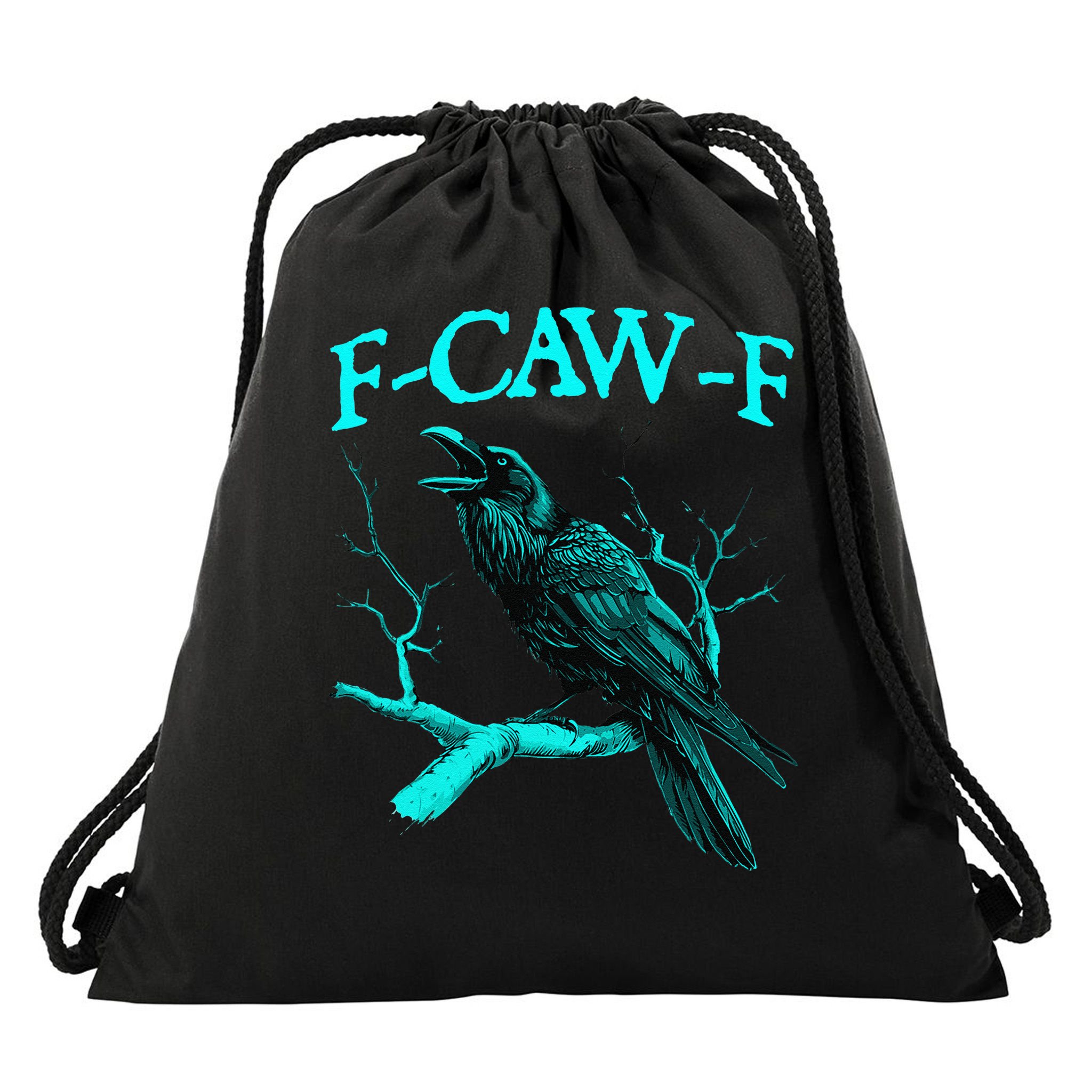 Black Crow F-Caw-F Funny Black Bird Drawstring Bag