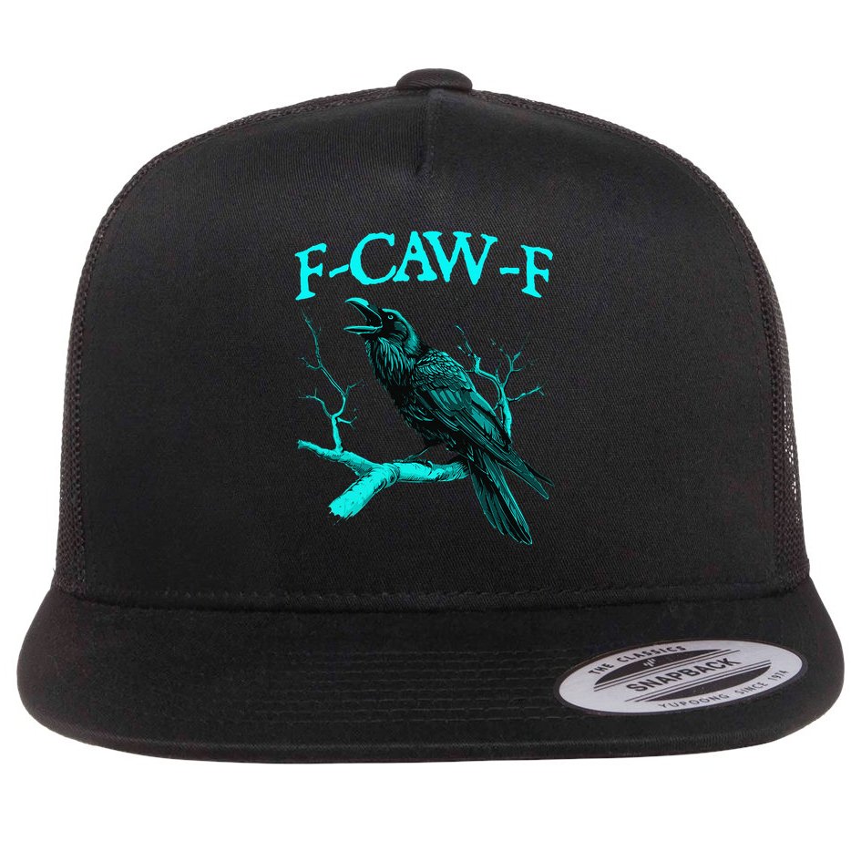 Black Crow F-Caw-F Funny Black Bird Flat Bill Trucker Hat