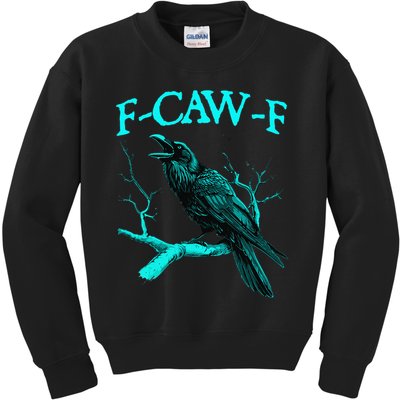 Black Crow F-Caw-F Funny Black Bird Kids Sweatshirt