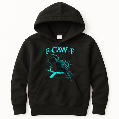 Black Crow F-Caw-F Funny Black Bird Kids Hoodie