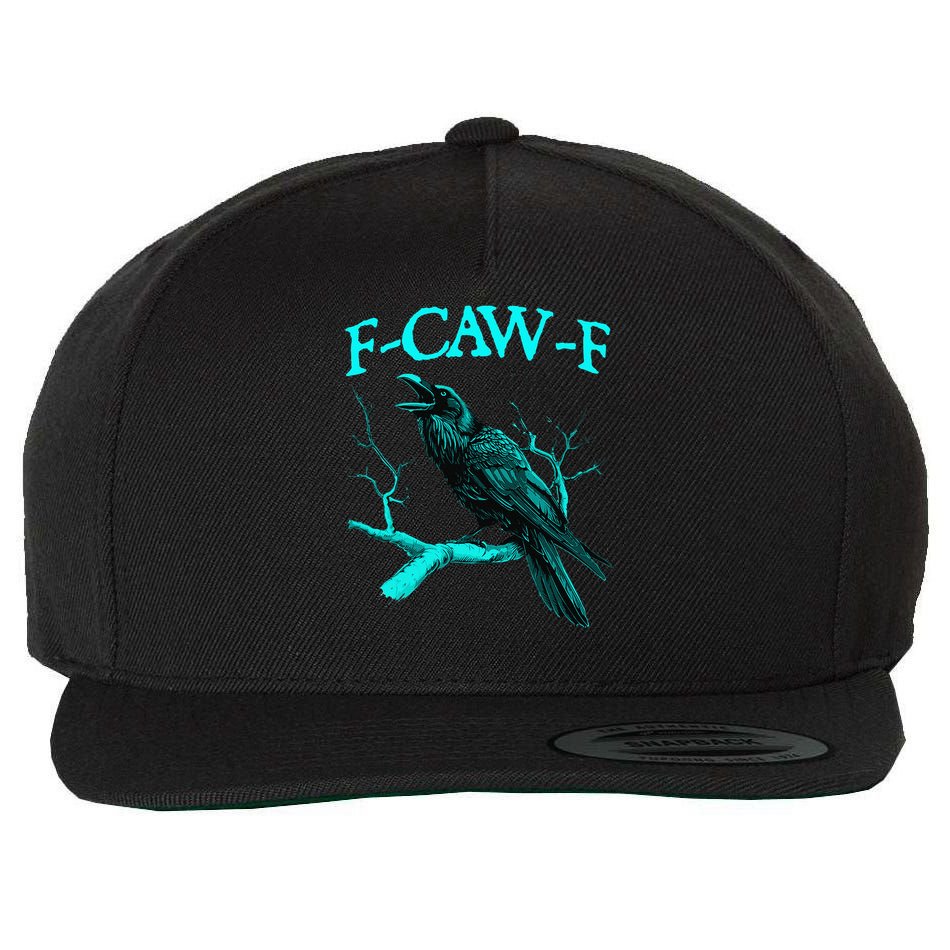 Black Crow F-Caw-F Funny Black Bird Wool Snapback Cap