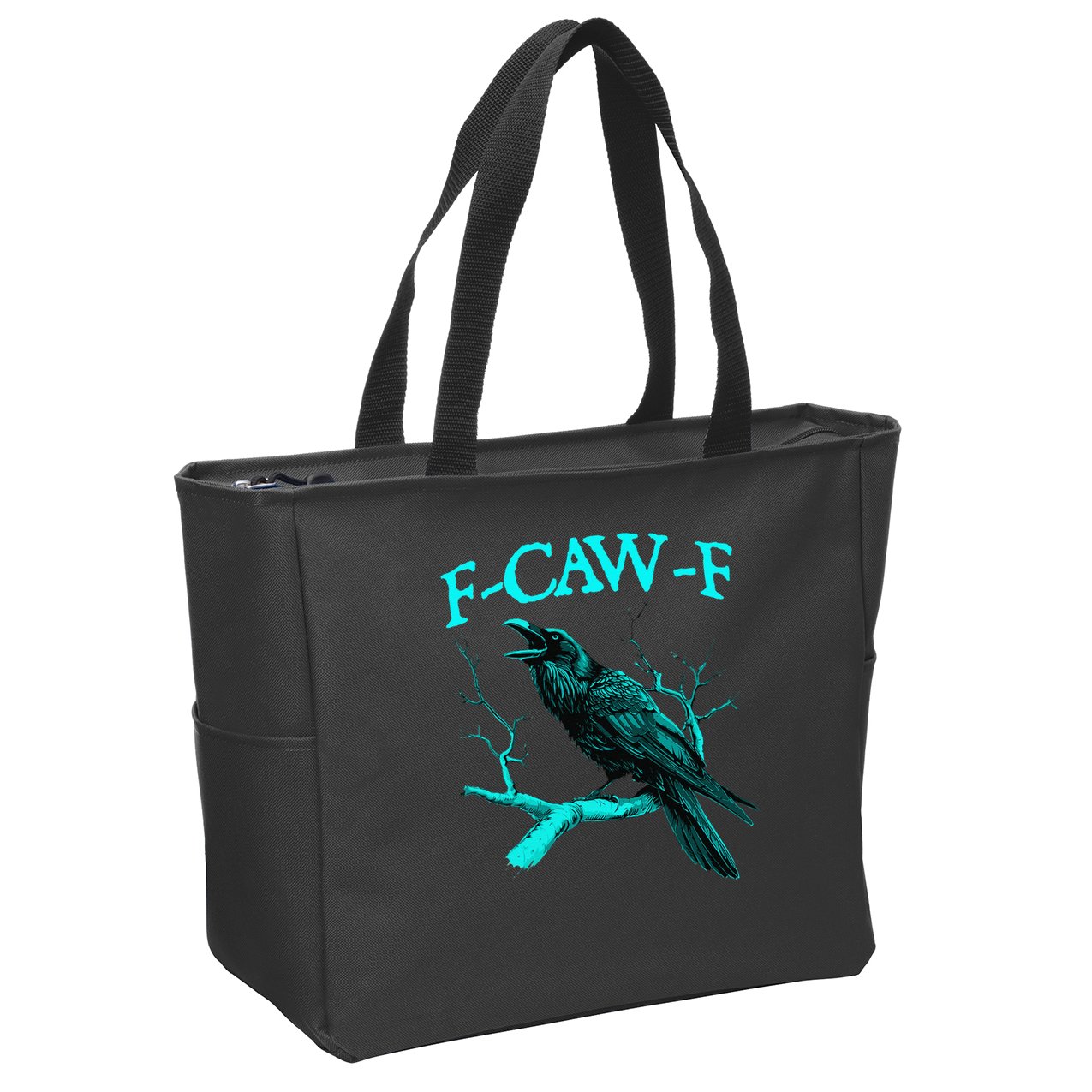 Black Crow F-Caw-F Funny Black Bird Zip Tote Bag