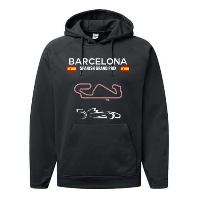 Barcelona Circuit Formula Racing Car Spanish Grand Prix Performance Fleece Hoodie