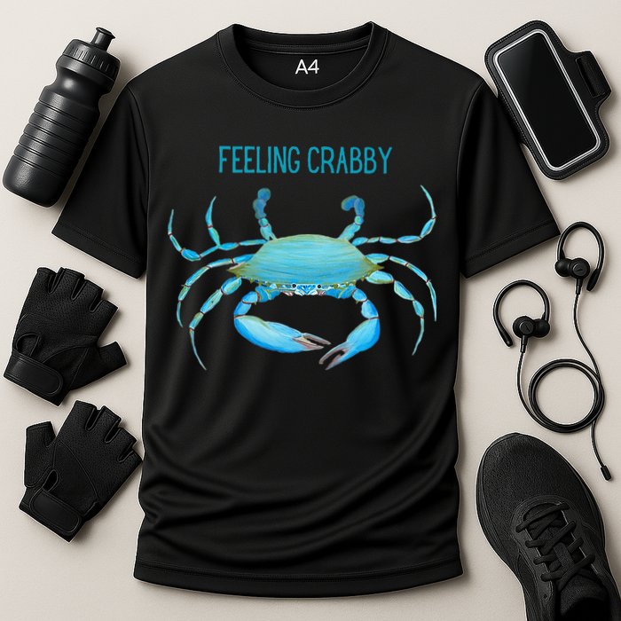 Blue Crab Feeling Crabby Ocean Life Cooling Performance Crew T-Shirt