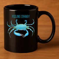 Blue Crab Feeling Crabby Ocean Life 11oz C Handle Ceramic Mug