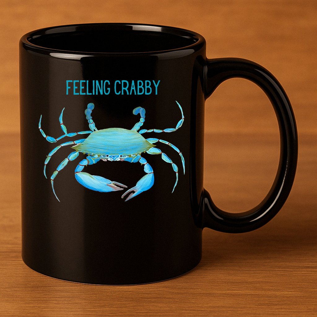 Blue Crab Feeling Crabby Ocean Life 11oz C Handle Ceramic Mug