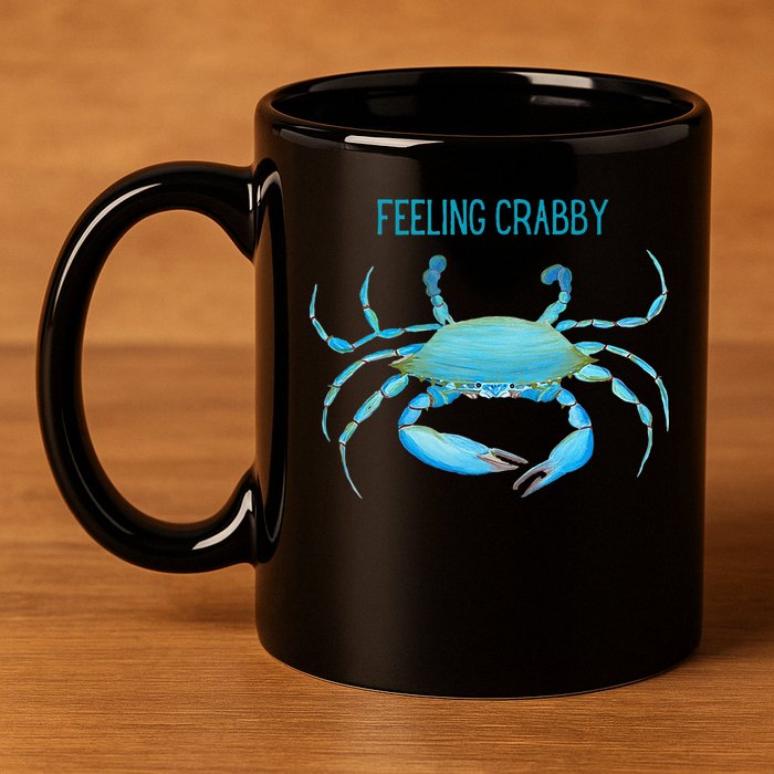 Blue Crab Feeling Crabby Ocean Life 11oz C Handle Ceramic Mug