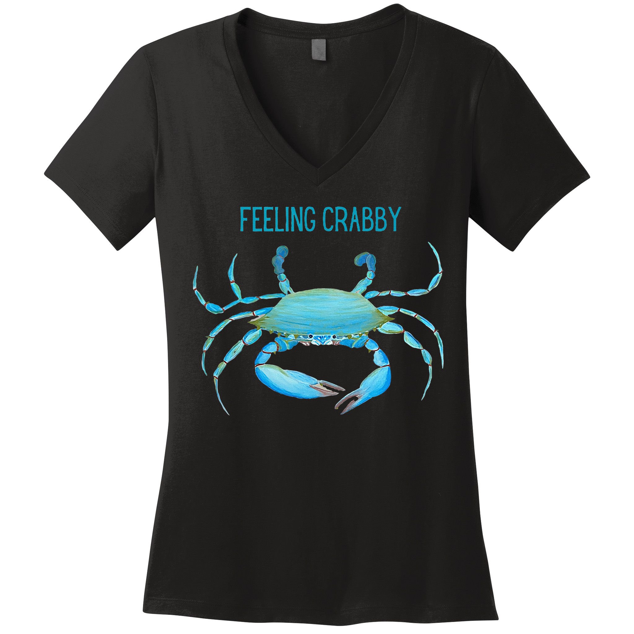 Blue Crab Feeling Crabby Ocean Life Women's V-Neck T-Shirt