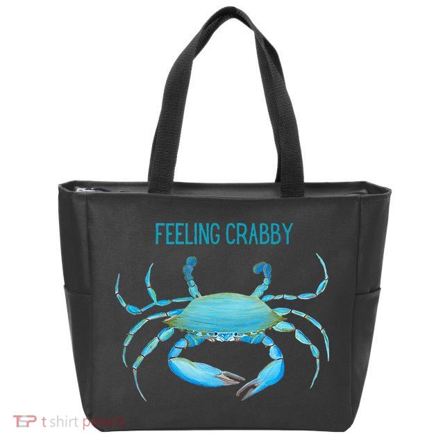 Blue Crab Feeling Crabby Ocean Life Zip Tote Bag