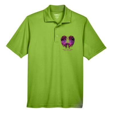 Breast Cancer Faith Hope Love Wings Great Gift Awareness (Back) Funny Gift Men's Origin Performance Pique Polo