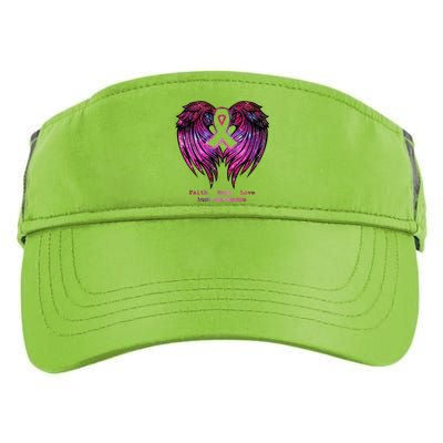 Breast Cancer Faith Hope Love Wings Great Gift Awareness (Back) Funny Gift Adult Drive Performance Visor