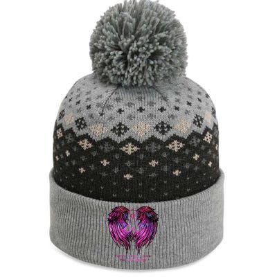 Breast Cancer Faith Hope Love Wings Great Gift Awareness (Back) Funny Gift The Baniff Cuffed Pom Beanie