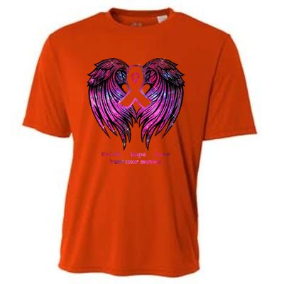 Breast Cancer Faith Hope Love Wings Great Gift Awareness (Back) Funny Gift Cooling Performance Crew T-Shirt