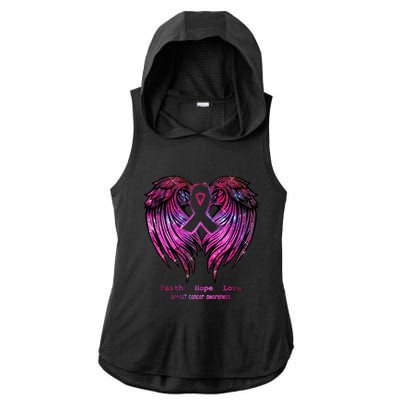 Breast Cancer Faith Hope Love Wings Great Gift Awareness (Back) Funny Gift Ladies PosiCharge Tri-Blend Wicking Draft Hoodie Tank