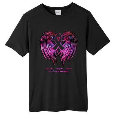 Breast Cancer Faith Hope Love Wings Great Gift Awareness (Back) Funny Gift Tall Fusion ChromaSoft Performance T-Shirt