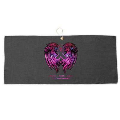 Breast Cancer Faith Hope Love Wings Great Gift Awareness (Back) Funny Gift Large Microfiber Waffle Golf Towel