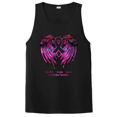 Breast Cancer Faith Hope Love Wings Great Gift Awareness (Back) Funny Gift PosiCharge Competitor Tank