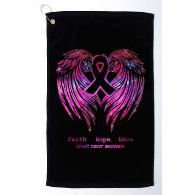 Breast Cancer Faith Hope Love Wings Great Gift Awareness (Back) Funny Gift Platinum Collection Golf Towel