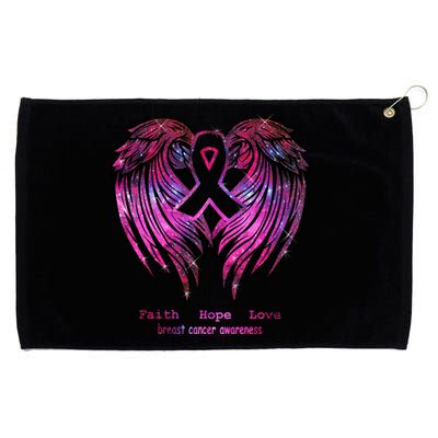 Breast Cancer Faith Hope Love Wings Great Gift Awareness (Back) Funny Gift Grommeted Golf Towel