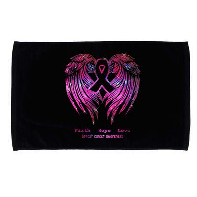 Breast Cancer Faith Hope Love Wings Great Gift Awareness (Back) Funny Gift Microfiber Hand Towel