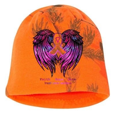 Breast Cancer Faith Hope Love Wings Great Gift Awareness (Back) Funny Gift Kati - Camo Knit Beanie