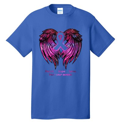 Breast Cancer Faith Hope Love Wings Great Gift Awareness (Back) Funny Gift Tall T-Shirt