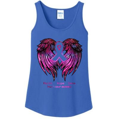 Breast Cancer Faith Hope Love Wings Great Gift Awareness (Back) Funny Gift Ladies Essential Tank