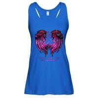 Breast Cancer Faith Hope Love Wings Great Gift Awareness (Back) Funny Gift Ladies Essential Flowy Tank