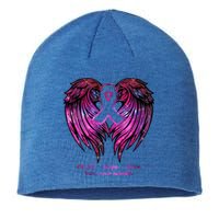 Breast Cancer Faith Hope Love Wings Great Gift Awareness (Back) Funny Gift Sustainable Beanie