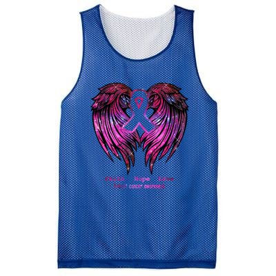 Breast Cancer Faith Hope Love Wings Great Gift Awareness (Back) Funny Gift Mesh Reversible Basketball Jersey Tank