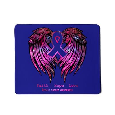 Breast Cancer Faith Hope Love Wings Great Gift Awareness (Back) Funny Gift Mousepad