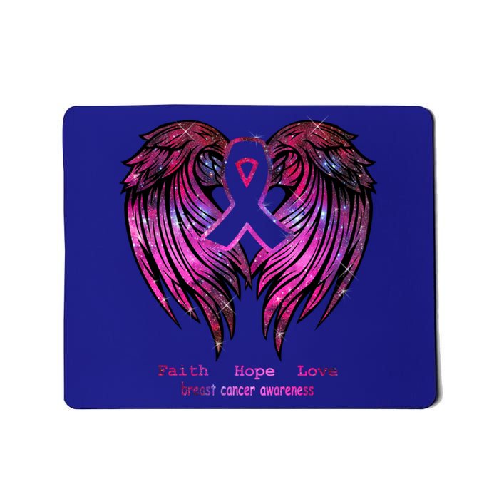 Breast Cancer Faith Hope Love Wings Great Gift Awareness (Back) Funny Gift Mousepad