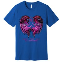 Breast Cancer Faith Hope Love Wings Great Gift Awareness (Back) Funny Gift Premium T-Shirt