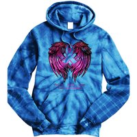 Breast Cancer Faith Hope Love Wings Great Gift Awareness (Back) Funny Gift Tie Dye Hoodie