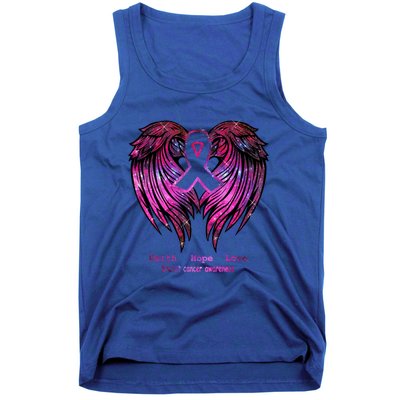 Breast Cancer Faith Hope Love Wings Great Gift Awareness (Back) Funny Gift Tank Top