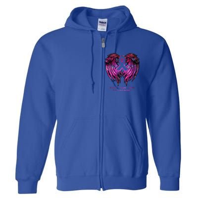 Breast Cancer Faith Hope Love Wings Great Gift Awareness (Back) Funny Gift Full Zip Hoodie