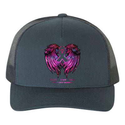 Breast Cancer Faith Hope Love Wings Great Gift Awareness (Back) Funny Gift Yupoong Adult 5-Panel Trucker Hat