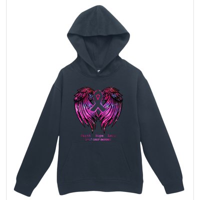 Breast Cancer Faith Hope Love Wings Great Gift Awareness (Back) Funny Gift Urban Pullover Hoodie