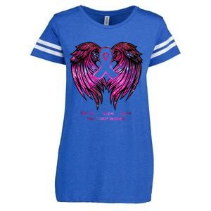 Breast Cancer Faith Hope Love Wings Great Gift Awareness (Back) Funny Gift Enza Ladies Jersey Football T-Shirt