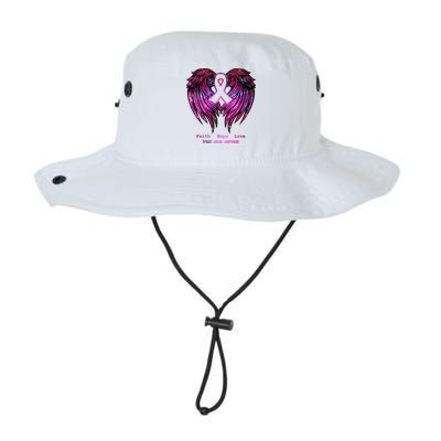 Breast Cancer Faith Hope Love Wings Great Gift Awareness (Back) Funny Gift Legacy Cool Fit Booney Bucket Hat