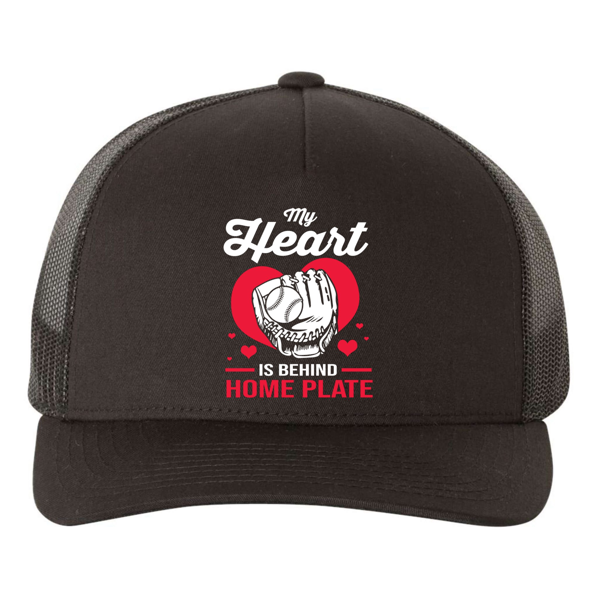 Baseball Catcher For Mom My Heart Is Behind Home Plate Funny Gift Yupoong Adult 5-Panel Trucker Hat