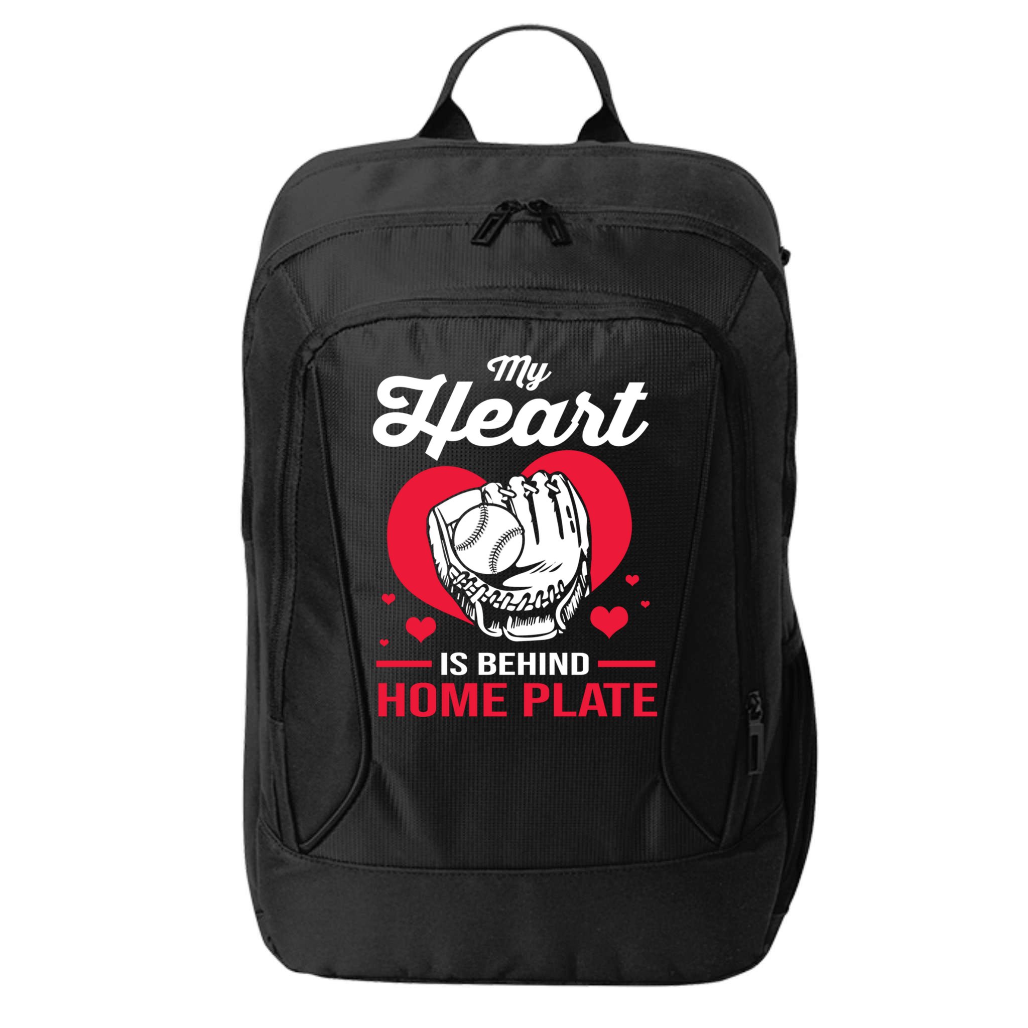 Baseball Catcher For Mom My Heart Is Behind Home Plate Funny Gift City Backpack