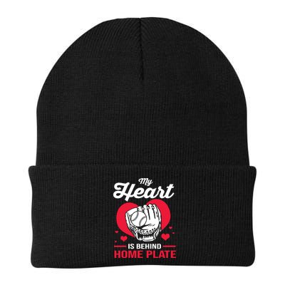 Baseball Catcher For Mom My Heart Is Behind Home Plate Funny Gift Beanie