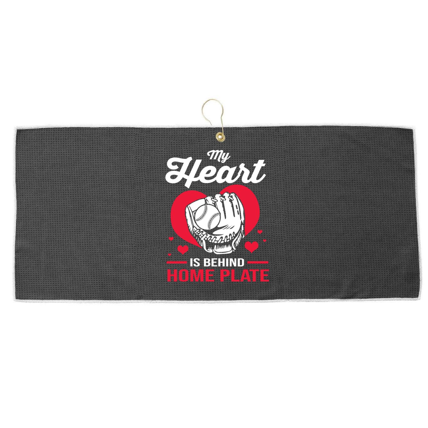 Baseball Catcher For Mom My Heart Is Behind Home Plate Funny Gift Large Microfiber Waffle Golf Towel