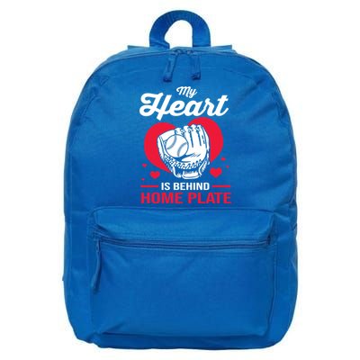 Baseball Catcher For Mom My Heart Is Behind Home Plate Funny Gift 16 in Basic Backpack