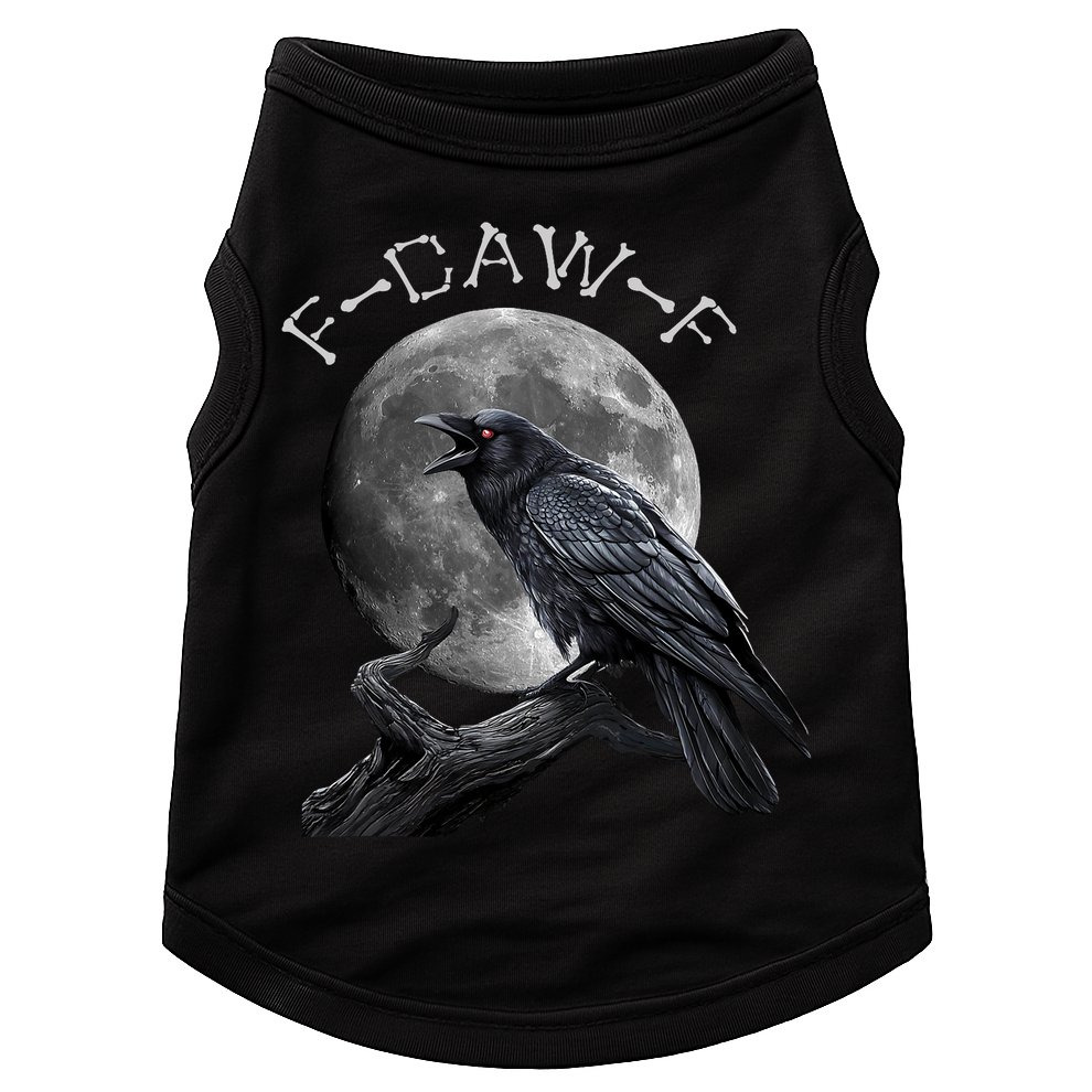Black Crow, F-Caw-F Funny Black Bird Moon Bird Saying  Doggie Tank