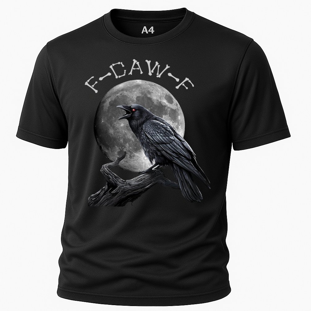 Black Crow, F-Caw-F Funny Black Bird Moon Bird Saying  Performance Shirt